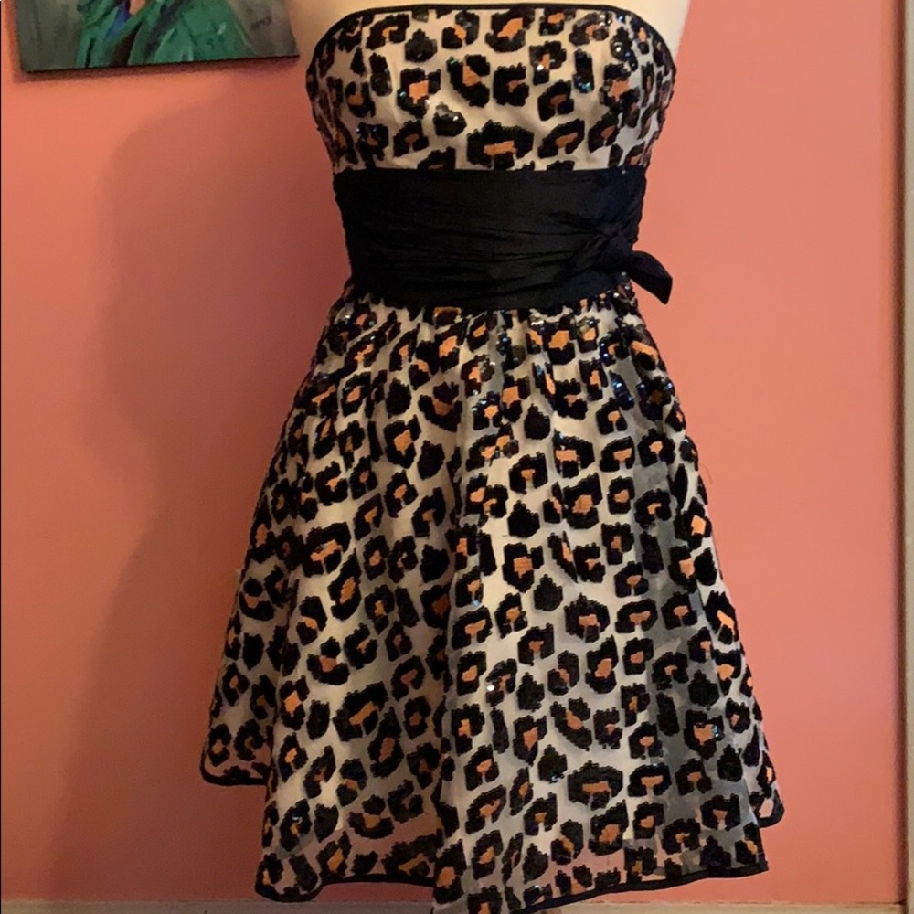 Strapless Cheetah Print Formal